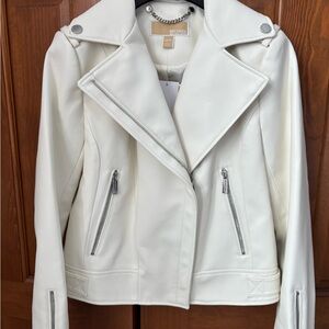 Michael Kors Cream Vegan Leather Jacket